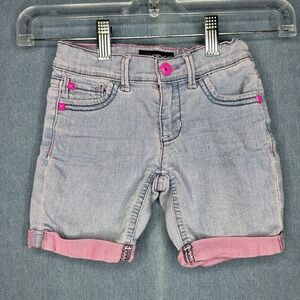 Vintage Jordache Girls Pink Jean Shorts Size 5 Blue 90s Light Wash Studded